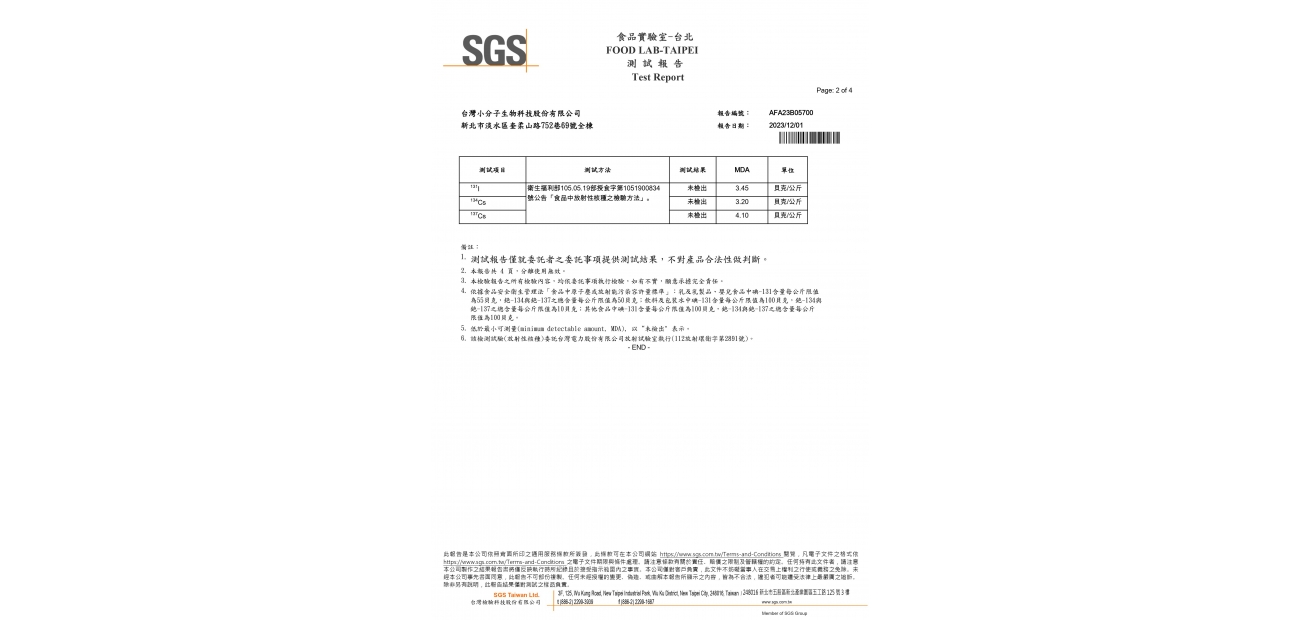 SGS輻射核種均無檢出